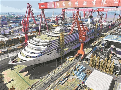 第二艘国产大邮轮完成坞内起浮(图1)