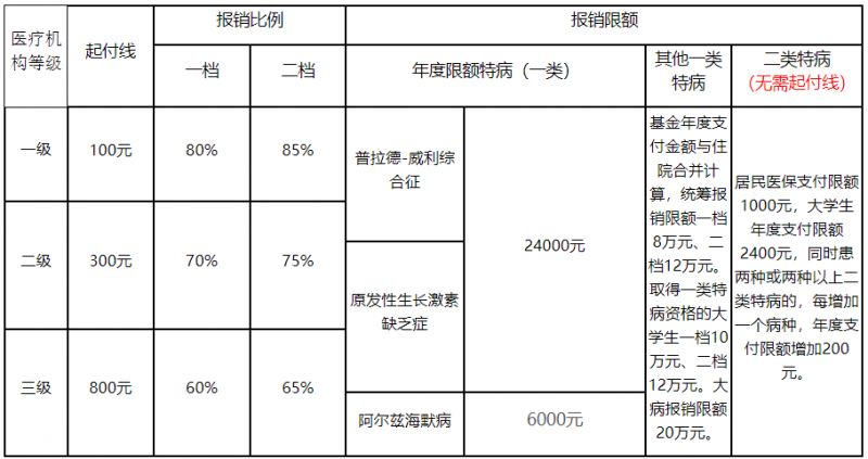 重庆大学生医保一档和二档的区别(图3)